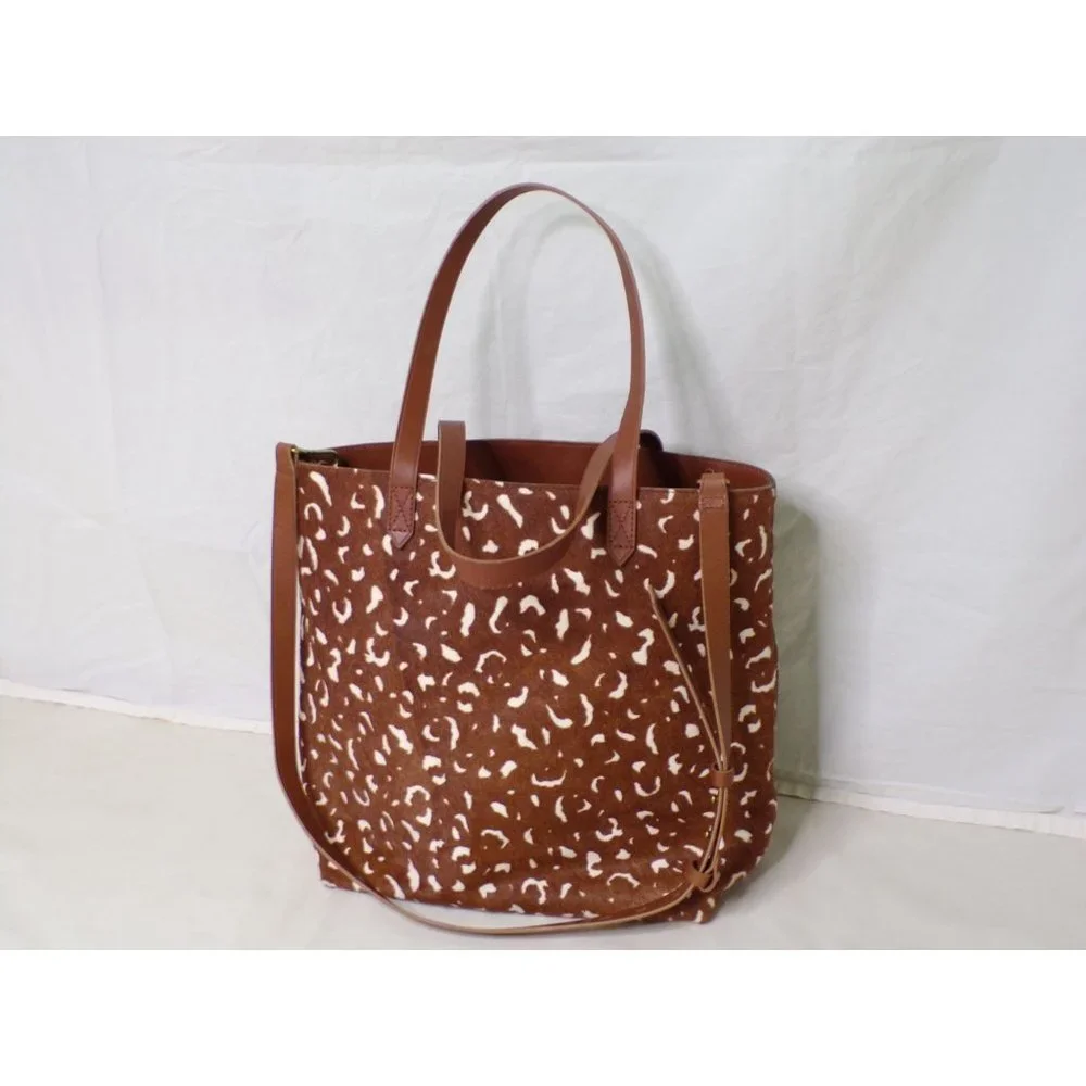 MADEWELL Calf Hair Medium Transport Tote Pecan NEW - Picture 6 of 10